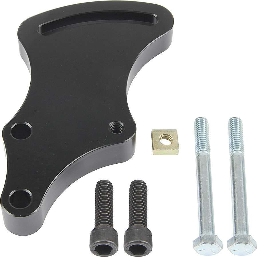 Power Steering Pump Bracket - Economy - Driver Side - Block Mount - Aluminum - Black Anodized - Short Water Pump - Small Block Chevy - Kit