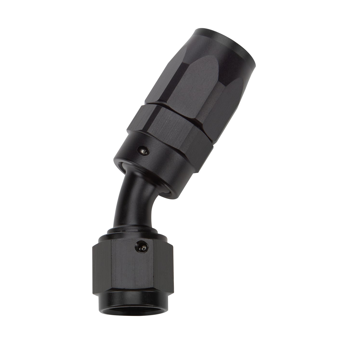 Fitting - Hose End - 30 Degree - 12 AN Hose to 12 AN Female Swivel - Aluminum - Black Anodized - Each