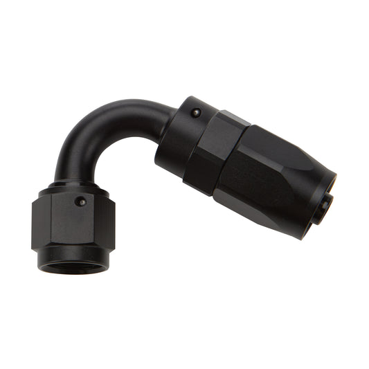 Fitting - Hose End - 120 Degree - 8 AN Hose to 8 AN Female Swivel - Aluminum - Black Anodized - Each
