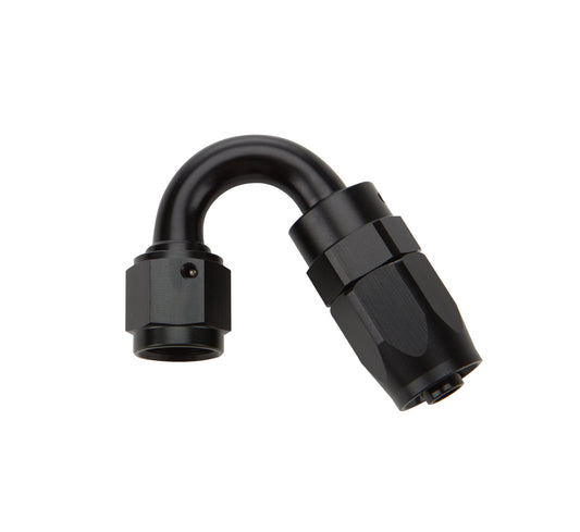 Fitting - Hose End - 150 Degree - 6 AN Hose to 6 AN Female Swivel - Aluminum - Black Anodized - Each