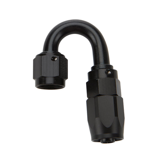 Fitting - Hose End - 180 Degree - 8 AN Hose to 8 AN Female Swivel - Aluminum - Black Anodized - Each