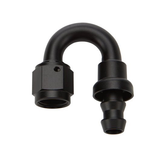Fitting - Hose End - 180 Degree - 10 AN Hose Barb to 10 AN Female - Aluminum - Black Anodized - Each