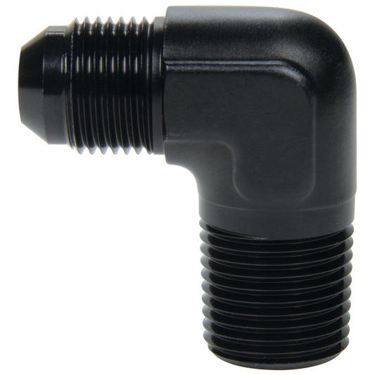 Fitting - Adapter - 90 Degree - 10 AN Male to 3/8 in NPT Male - Aluminum - Black Anodized - Each