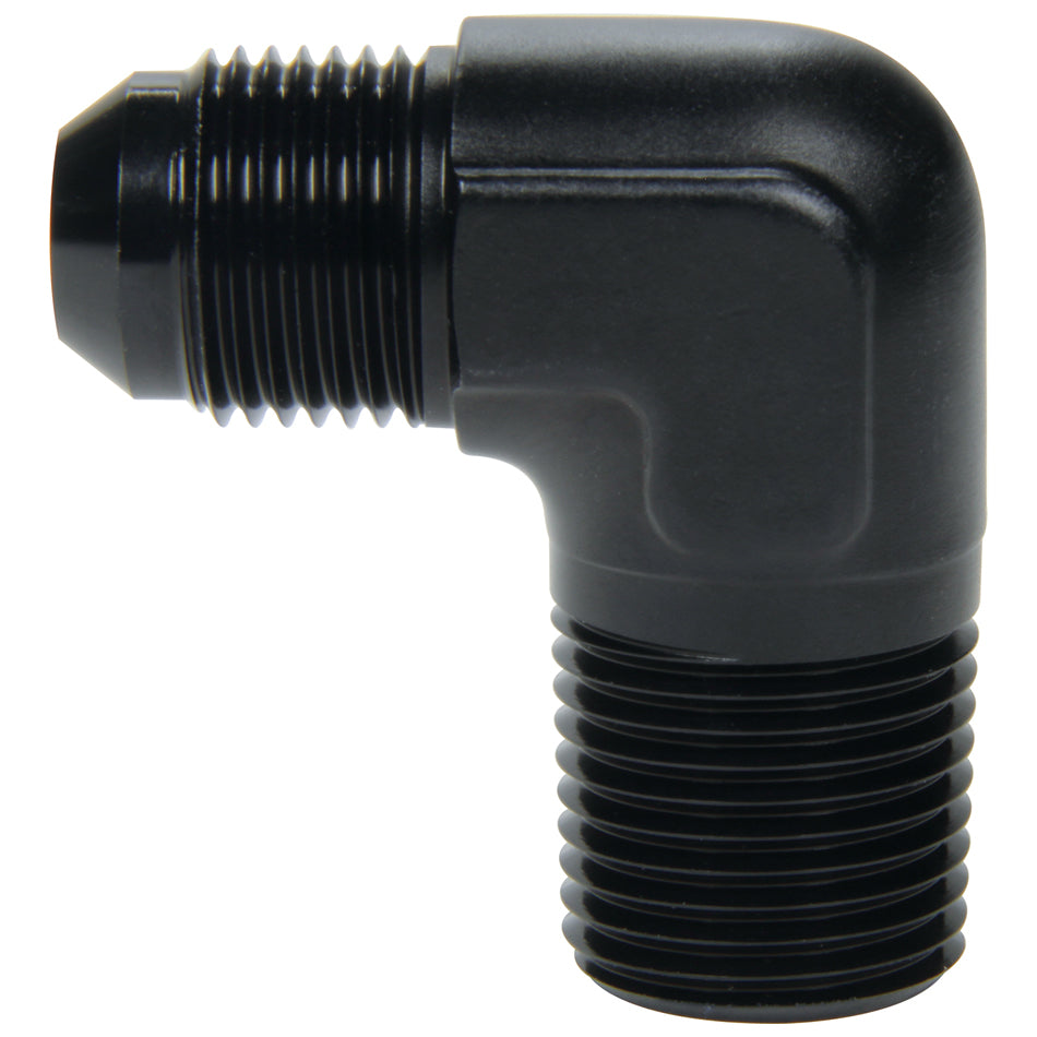 Fitting - Adapter - 90 Degree - 12 AN Male to 1/2 in NPT Male - Aluminum - Black Anodized - Each