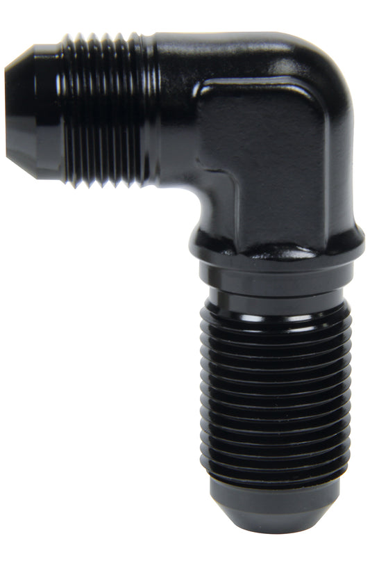 Fitting - Bulkhead - 90 Degree - 10 AN Male to 10 AN Male Bulkhead - Aluminum - Black Anodized - Each