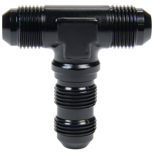 Fitting - Bulkhead Tee - 10 AN Male x 10 AN Male x 10 AN Male Bulkhead - Aluminum - Black Anodized - Each