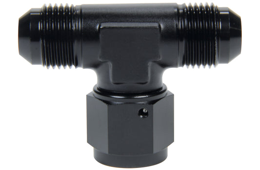 Fitting - Adapter Tee - 4 AN Female Swivel x 4 AN Male x 4 AN Male - Aluminum - Black Anodized - Each