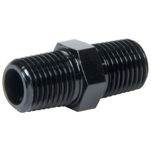 Fitting - Adapter - Straight - 1/8 in NPT Male to 1/8 in NPT Male - Aluminum - Black Anodized - Each