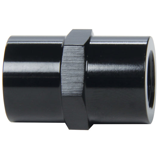 Fitting - Adapter - Straight - 1/8 in NPT Female to 1/8 in NPT Female - Aluminum - Black Anodized - Each