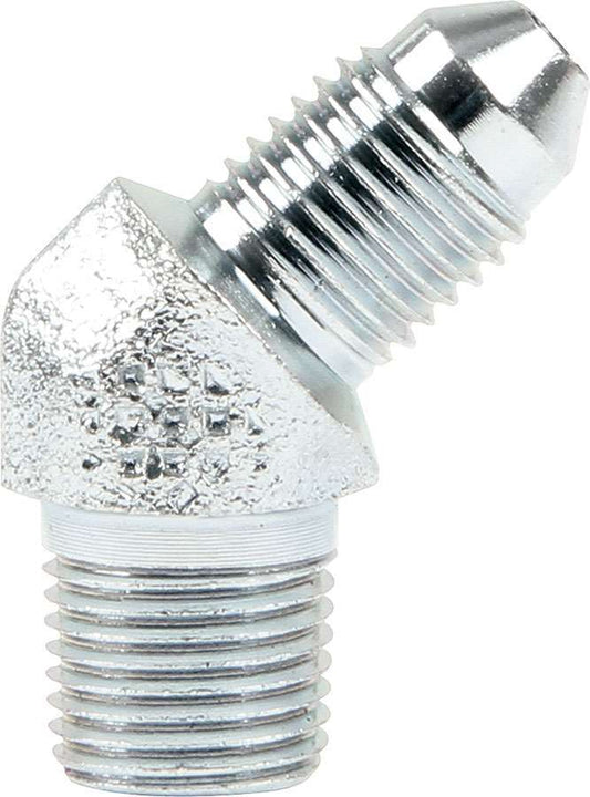Fitting - Adapter - 45 Degree - 3 AN Male to 1/8 in NPT Male - Steel - Zinc Oxide - Each