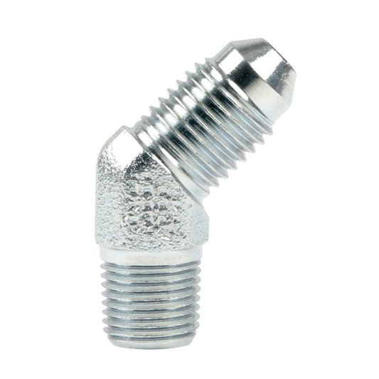 Fitting - Adapter - 45 Degree - 4 AN Male to 1/8 in NPT Male - Steel - Zinc Oxide - Set of 10