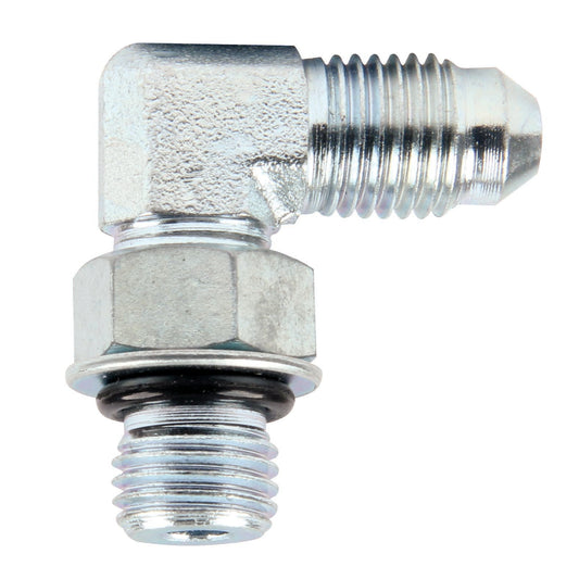 Fitting - Adapter - 90 Degree - 4 AN Male to 7/16-20 in Male O-Ring - Steel - Zinc Oxide - Set of 10