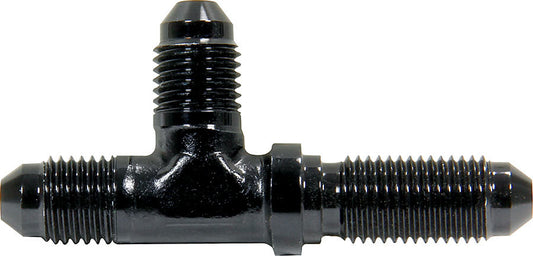 Fitting - Bulkhead Tee - 4 AN Male x 4 AN Male x 4 AN Male Bulkhead - Aluminum - Black Anodized - Each