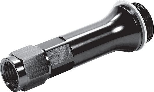 Carburetor Inlet Fitting - Straight - 6 AN Female to 7/8-20 Male - 3.5 in Long - Aluminum - Black Anodized - Holley Carburetors - Each