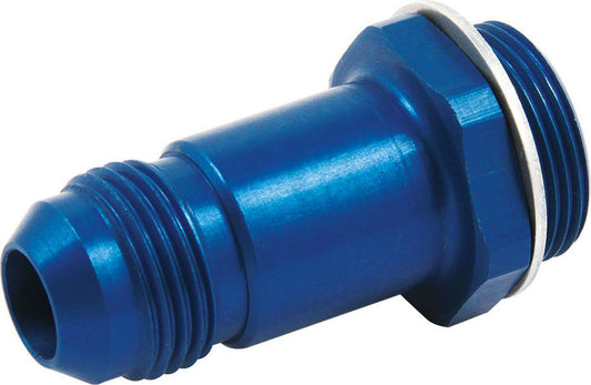 Carburetor Inlet Fitting - Straight - 8 AN Male to 7/8-20 Male - 2 in Long - Aluminum - Blue Anodized - Holley Carburetors - Each