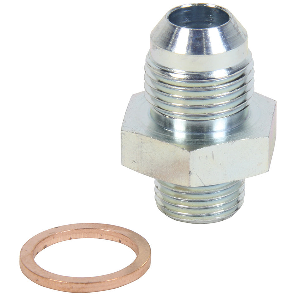 Fitting - Adapter - Straight - 8 AN Male to 5/8-18 in Male - Crush Washer - Steel - Zinc Oxide - Each