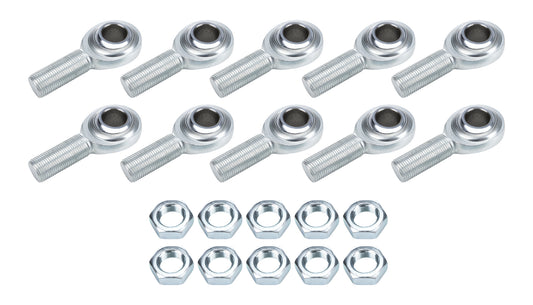 Steering Shaft Support - Spherical Rod End - 3/4-16 in Right Hand Male Thread - Oversized - Jam Nut - Steel - Zinc Oxide - 3/4 in Steering Shaft - Set of 10