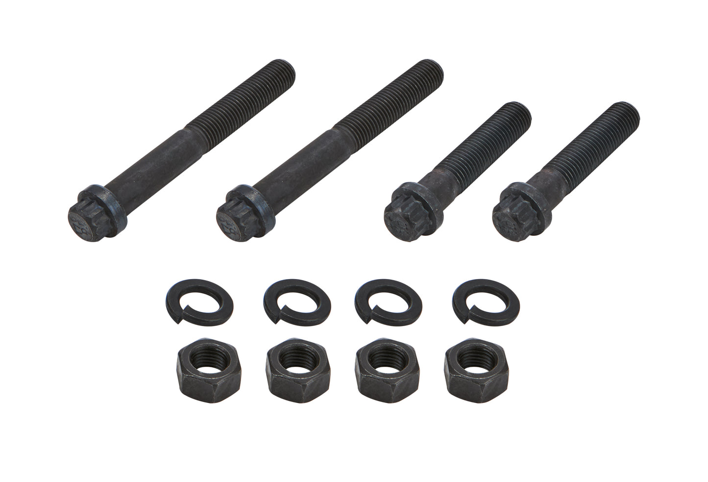 Spindle Hardware - 7/16-20 Thread - Two 3-1/4 in Bolts - Two 2 in Long Bolts - 12 Point Head - Lock Washers / Nuts Included - Steel - Black Oxide - Kit