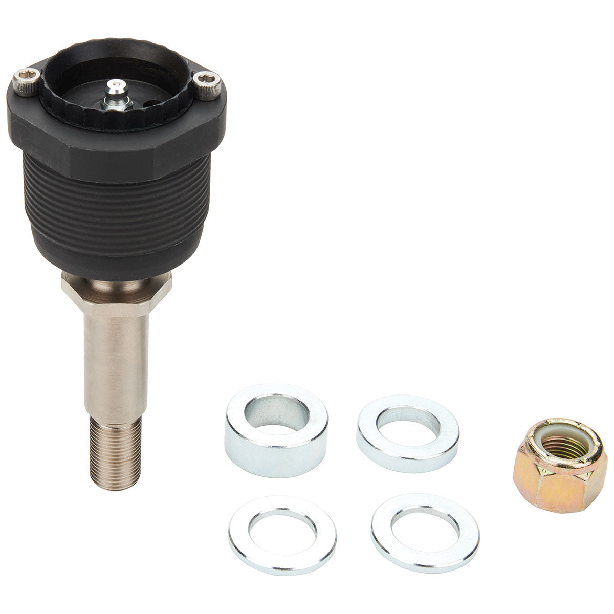 Ball Joint - Take Apart - Straight Pin - Greasable - Lower - Screw-In - Low Friction - Adjustable Std to 1 in Pin - Hardware Included - Each