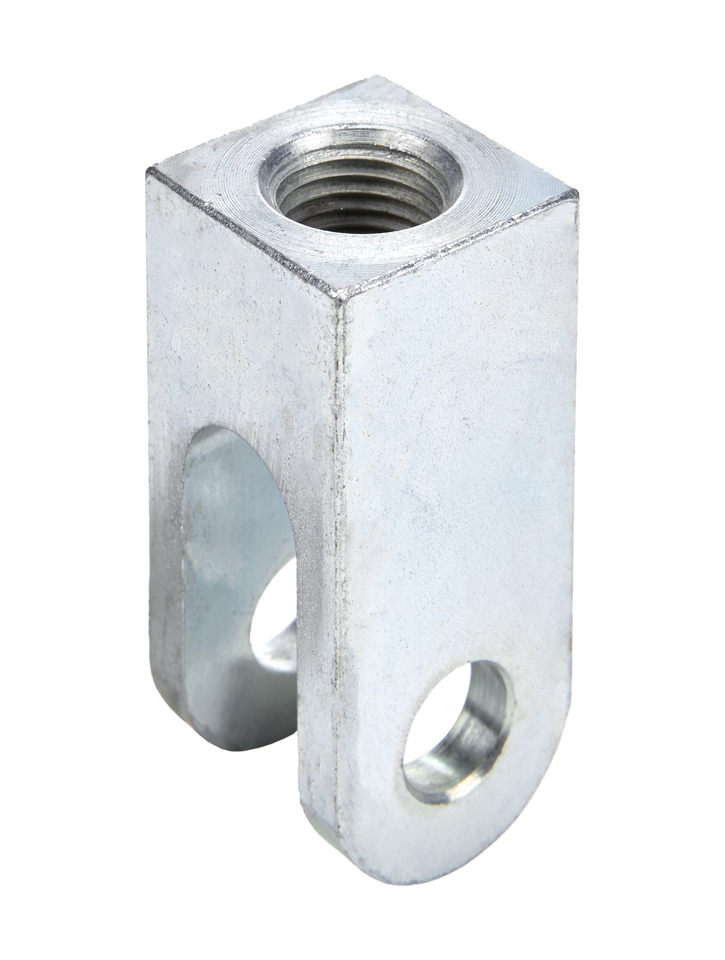 Rod End - Clevis - 3/8 in Bore - 12 mm x 1.25 Right Hand Female Thread - 1/2 in Slot - Steel - Zinc Plated - Each