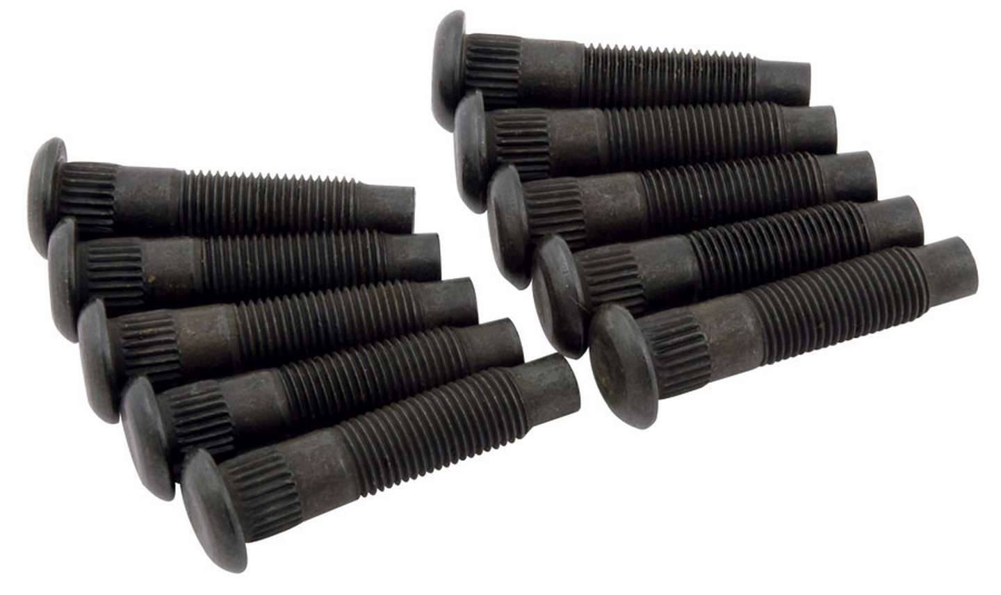 Rear Axle Assembly Housing Stud - 3/8-24 in Thread - 1.750 in Long - Steel - Black Oxide - Ford 9 in - Set of 10
