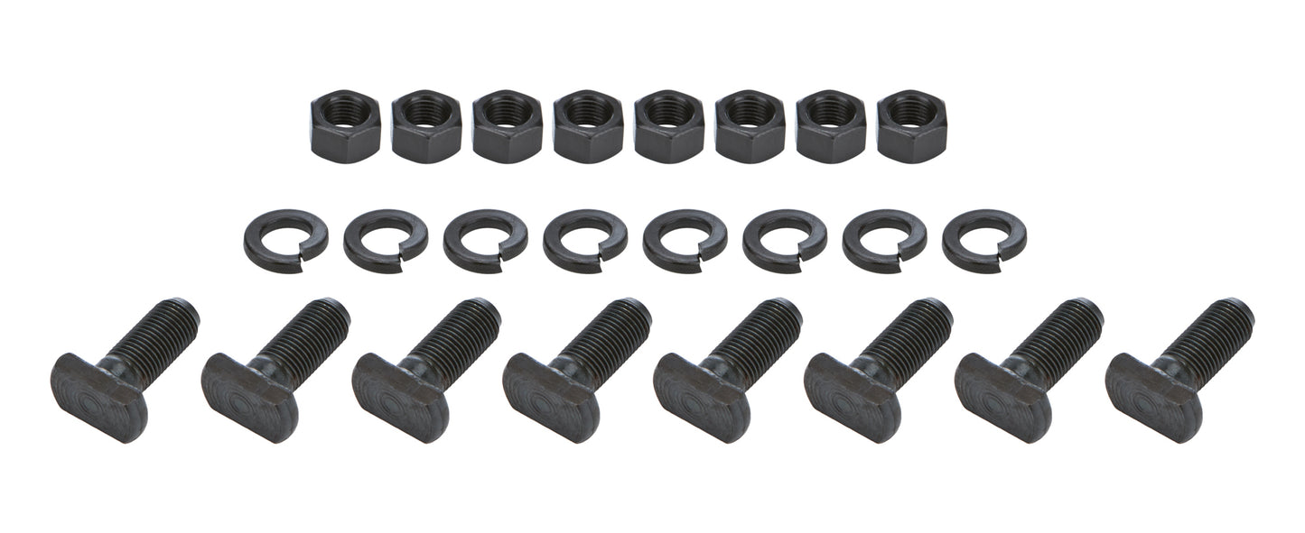 T-Bolt - 1/2-20 in Thread - 1.125 in Long - Nuts / Washers - Steel - Black Oxide - Backing Plate - Ford 9 in - Set of 8
