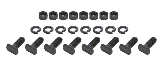 T-Bolt - 1/2-20 in Thread - 1.125 in Long - Nuts / Washers - Steel - Black Oxide - Backing Plate - Ford 9 in - Set of 8