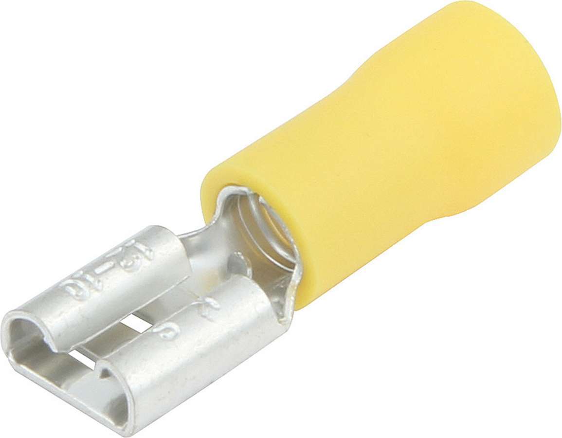 Spade Terminal - Insulated - 12-10 Gauge Wire - Female - Tin Plated Copper / Plastic - Yellow - Set of 20