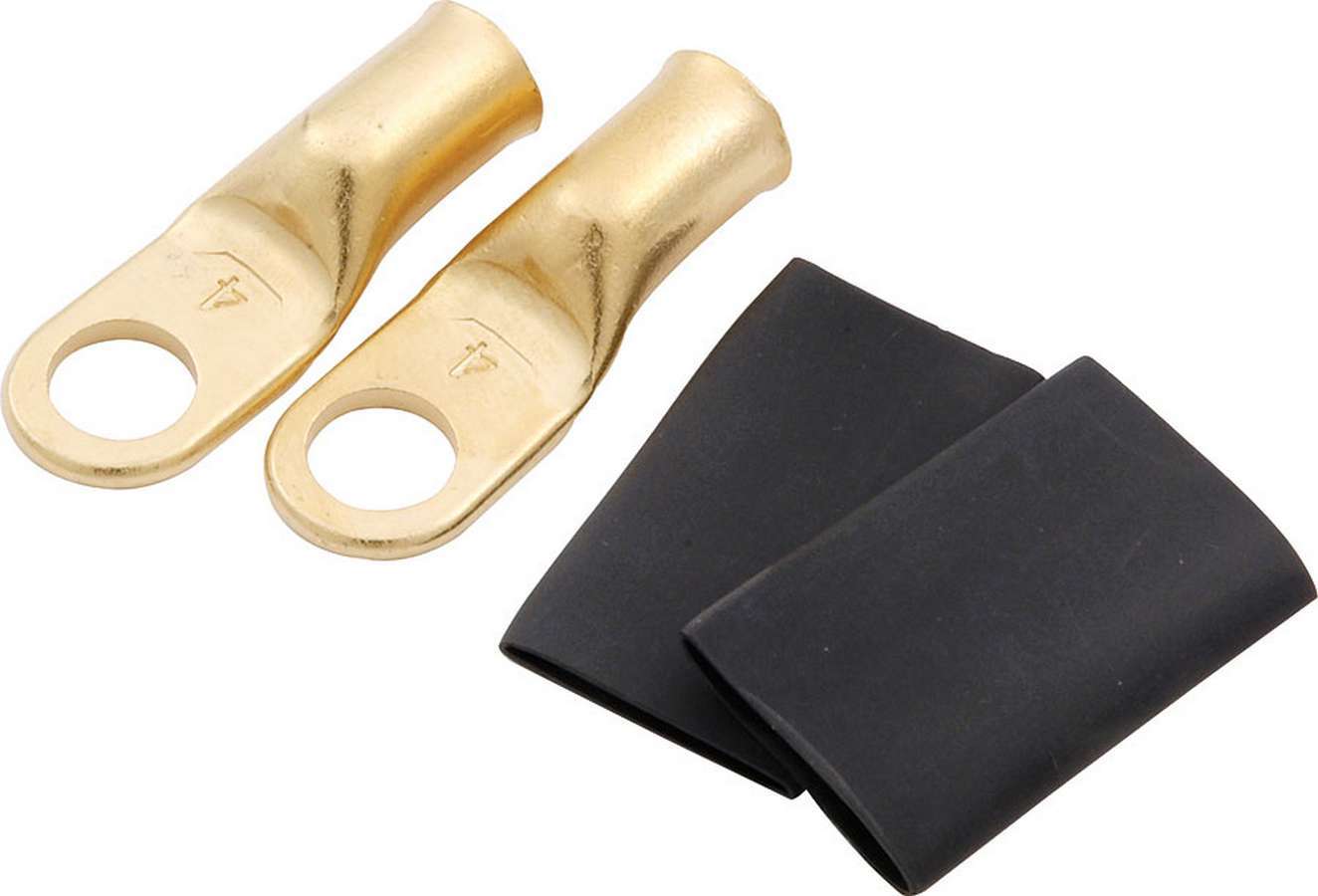 Battery Terminal - 4 Gauge - 5/16 in Eyelet - Heat Shrink Included - Brass - Gold Plated - Pair