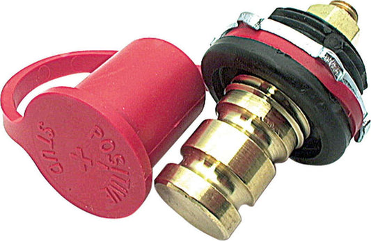 Remote Battery Terminal - Top Post - 1.25 in Diameter Hole - 3/8-16 in Stud - Rubber Cap - Red - Set of 25