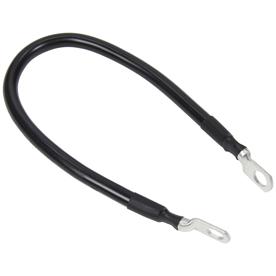 Battery Cable - 4 Gauge - 10 in - Copper - 3/8 in Ring Terminals - Black - Each