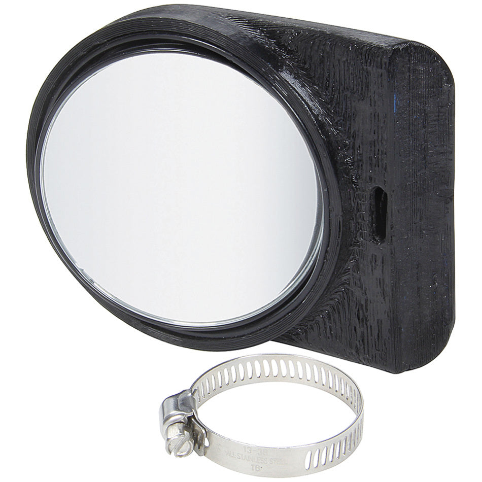 Mirror - Side View - Round - Adjustable - 3 in Diameter - Bracket Included - Plastic - Black - Each
