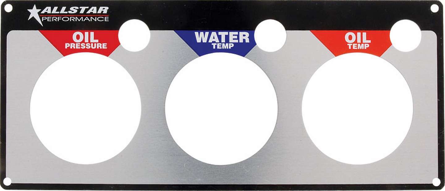 Gauge Panel Face Plate - Oil Pressure / Oil Temperature / Water Temperature - Aluminum - Allstar Gauge Panels - Each