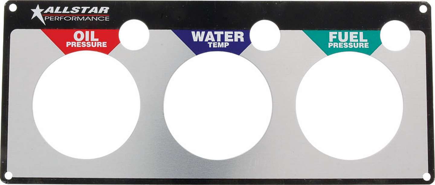 Gauge Panel Face Plate - Fuel Pressure / Oil Pressure / Water Temperature - Aluminum - Allstar Gauge Panels - Each