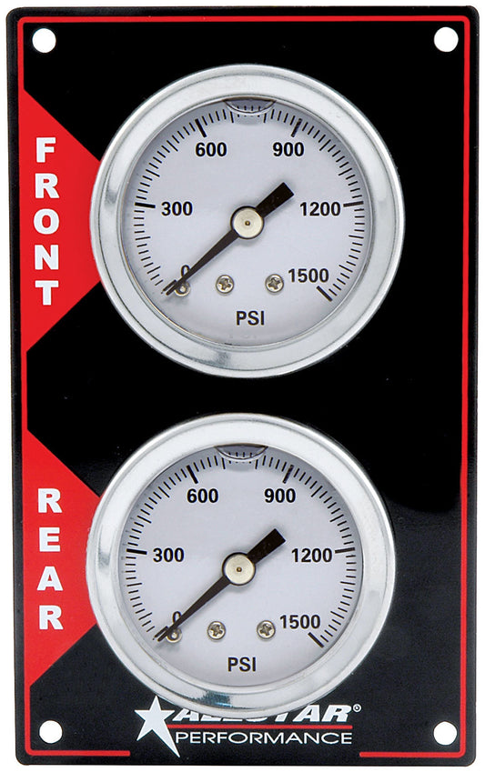 Brake Bias Gauge - Dual Gauge - 0-1000 psi - Mechanical - Analog - 1-1/2 in Diameter - White Face - Vertical Panel - Aluminum - Kit