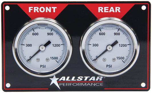 Brake Bias Gauge - Dual Gauge - 0-1000 psi - Mechanical - Analog - 1-1/2 in Diameter - White Face - Horizontal Panel - Aluminum - Kit