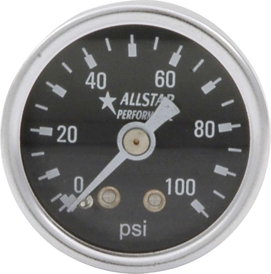 Pressure Gauge - 0-100 psi - Mechanical - Analog - 1-1/2 in Diameter - 1/8 in NPT Port - Black Face - Each