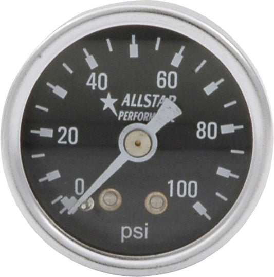 Pressure Gauge - 0-100 psi - Mechanical - Analog - 1-1/2 in Diameter - 1/8 in NPT Port - Black Face - Each