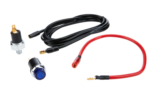 Warning Light - Water Pressure - 4 psi - 1/8 in NPT Male Thread - Light / Sender / Wiring - Blue - Kit