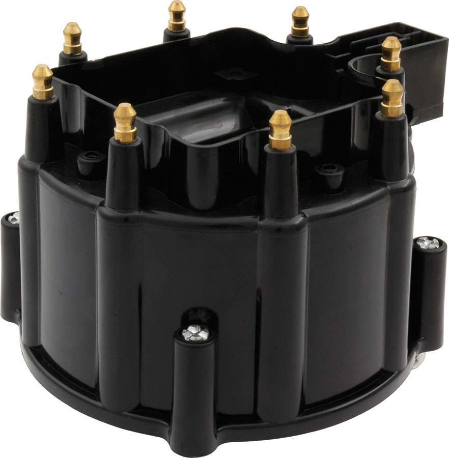 Distributor Cap - HEI Style Terminals - Brass Terminals - Screw Down - Black - Non-Vented - GM HEI V8 - Each