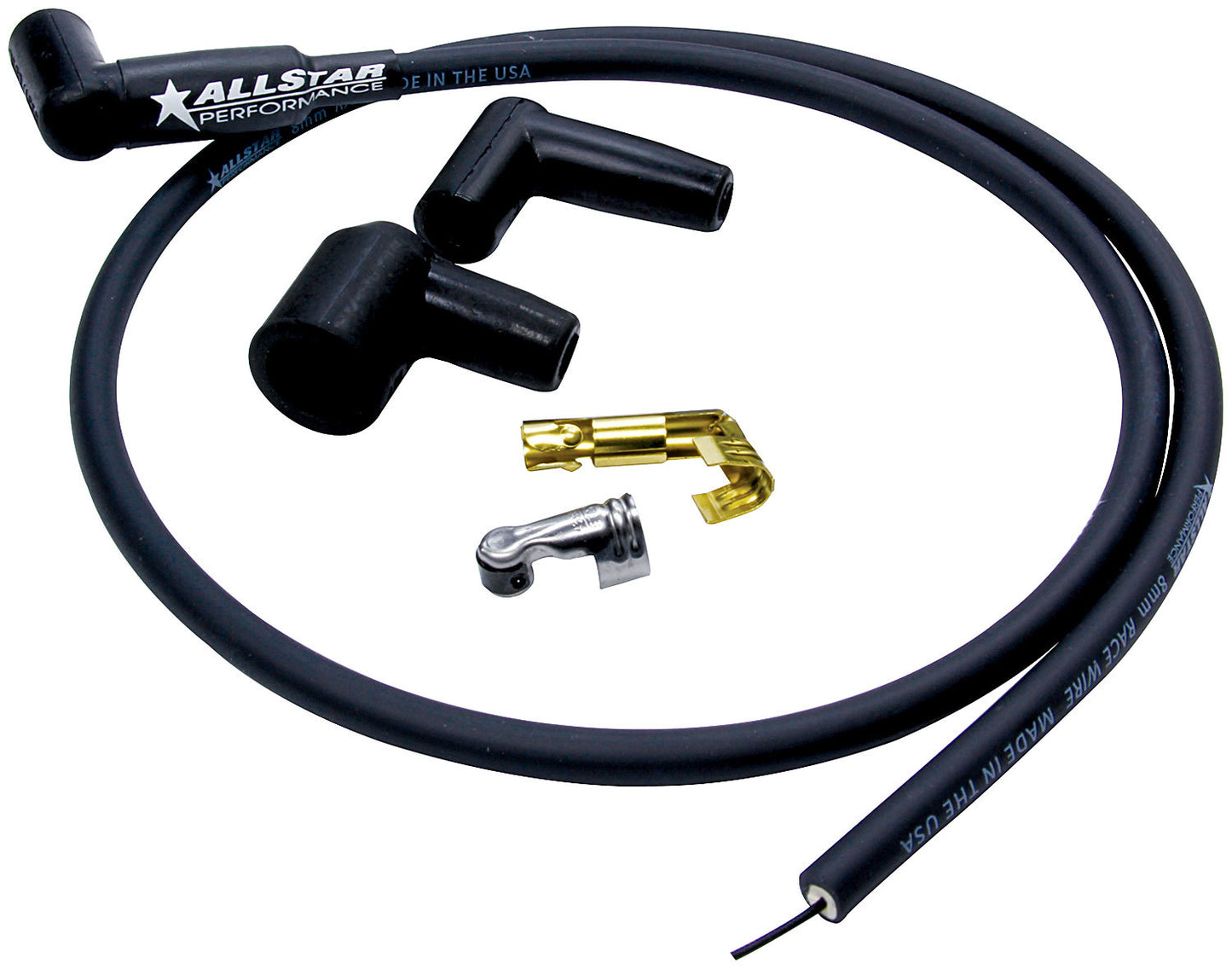 Coil Wire - Spiral Core - 8 mm - Unsleeved - 36 in Long - Connectors / Ends - Black - Cut to Fit - Kit