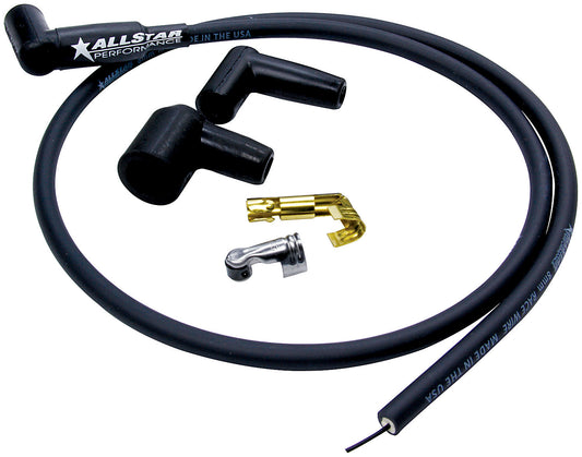 Coil Wire - Spiral Core - 8 mm - Unsleeved - 36 in Long - Connectors / Ends - Black - Cut to Fit - Kit