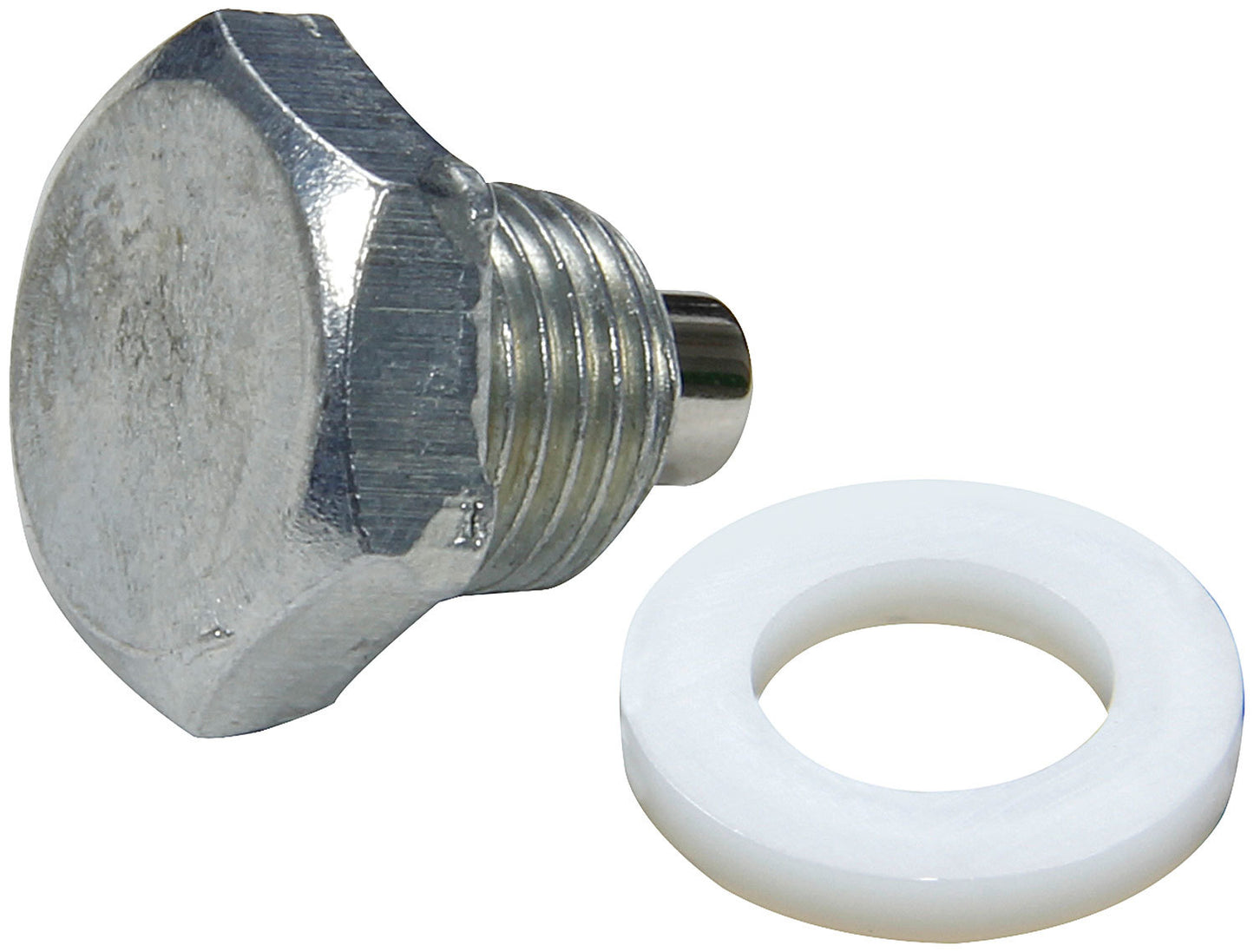 Drain Plug - 1/2-20 in Thread - 3/4 in Hex Head - Nylon Washer - Magnetic - Steel - Zinc Oxide - Each