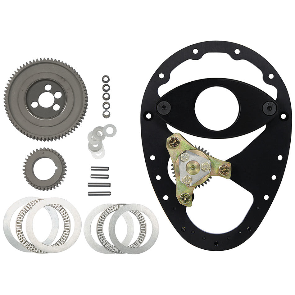 Timing Gear Drive - 3 Gear Drive - Raised Cam Gear - Aluminum Plate / Steel Gears - Small Block Chevy - Kit