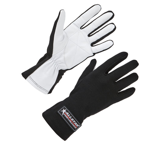 Driving Gloves - Single Layer - Nomex / Leather - Black / White - Small - Pair