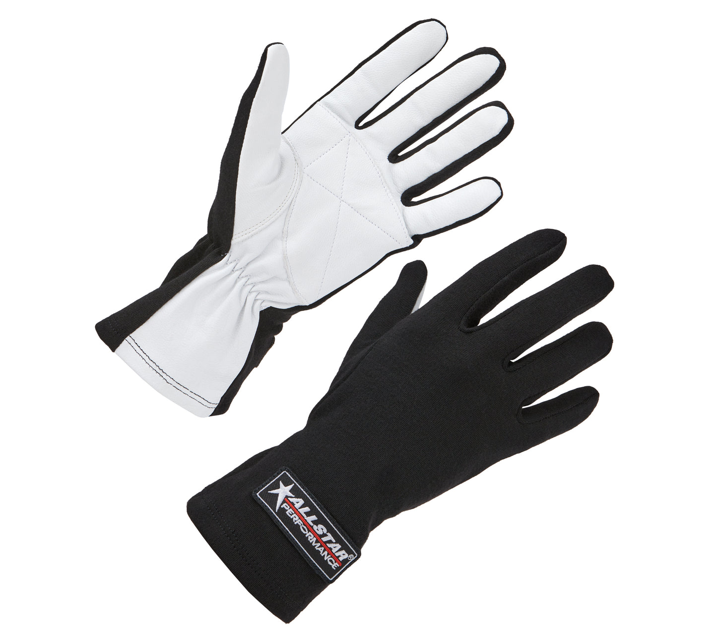 Driving Gloves - Single Layer - Nomex / Leather - Black / White - Medium - Pair