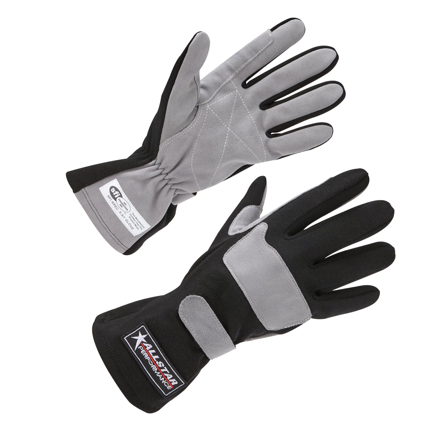 Driving Gloves - SFI 3.3/1 - Single Layer - Nomex / Suede - Black / Gray - Small - Pair