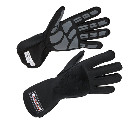 Driving Gloves - SFI 3.3/5 - Outseam - Double Layer - Nomex - Black / Gray - Small - Pair