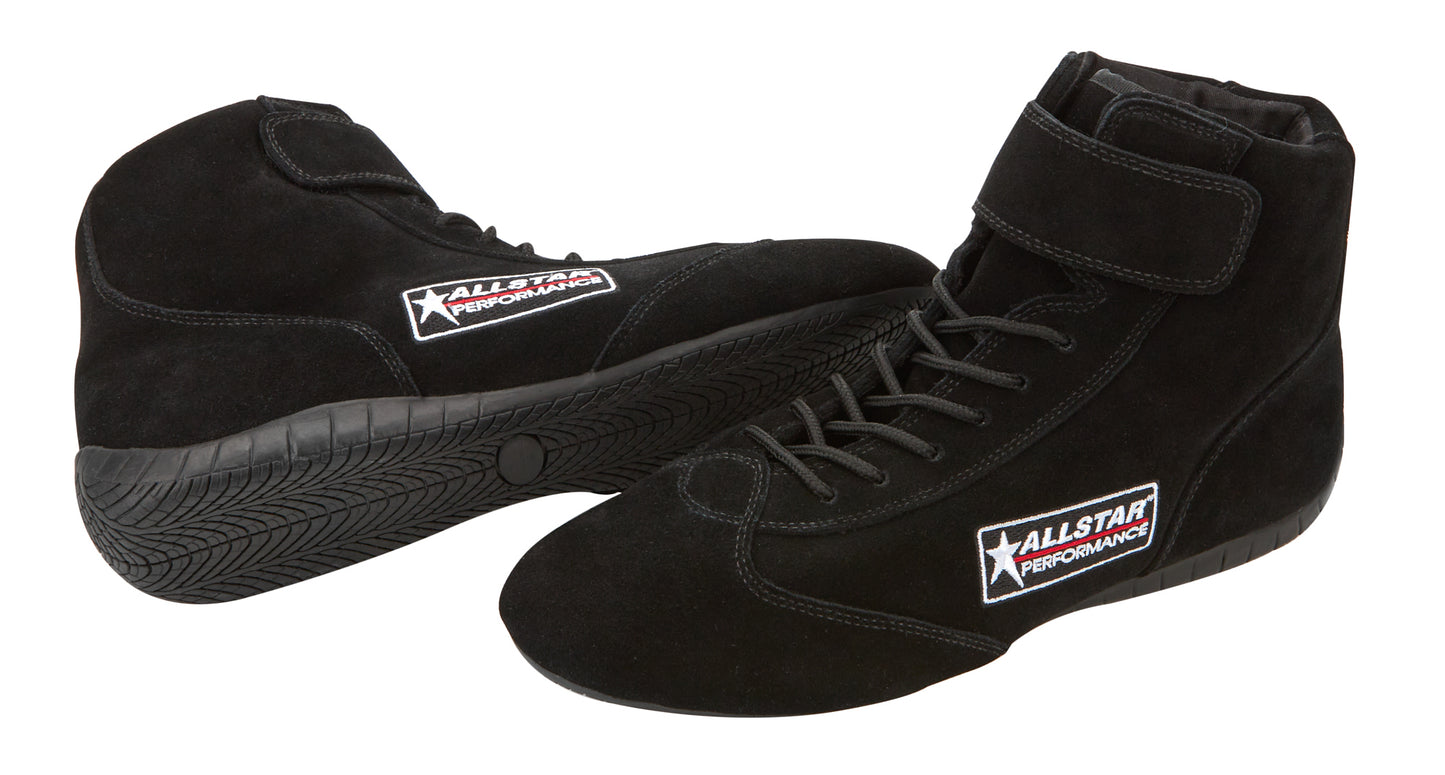 Driving Shoe - Mid-Top - SFI 3.3/5 - Suede Outer - Fire Retardant Cotton Inner - Black - Size 8 - Pair