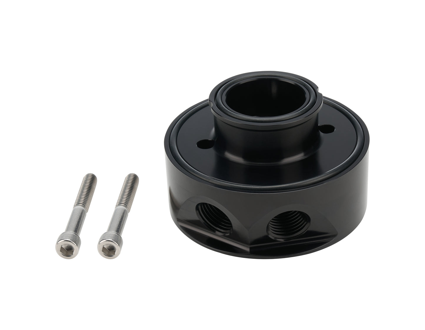 Oil Filter Adapter - Sandwich - Bolt-On - 1/2 in NPT Female Inlet - 1/2 in NPT Female Outlet - 13/16-16 in Filter Thread - Small Block Chevy - Each